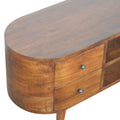 Chestnut Rounded Entertainment Unit Chestnut Solid Wood