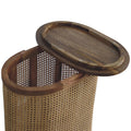 Larissa Lid Up Storage Stool Oak Wood Rattan