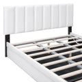 Full Size Upholstered Bed With Hydraulic Storage System And Drawer, White White Pu Leather