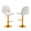 Velvet Swive Bar Stools Set Of 2 Adjustable Counter Height Bar Chairs With Back Gold Base Modern Stool Chair For Kitchen Island Dining Room, White White Gold Dining Room Powder Coated Sponge Wipe Clean Modern Bar Stools Set Of 2 Fabric Metal