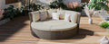 Patio 5 Piece Round Rattan Sectional Sofa Set All Weather Pe Wicker Sunbed Daybed With Round Liftable Table And Washable Cushions For Outdoor Backyard Poolside, Gray Yes Deep Seating Gray Water Resistant Frame Water Resistant Cushion Garden & Outdoor
