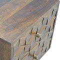 Chestnut Cube Carved Bedside Chestnut Solid Wood