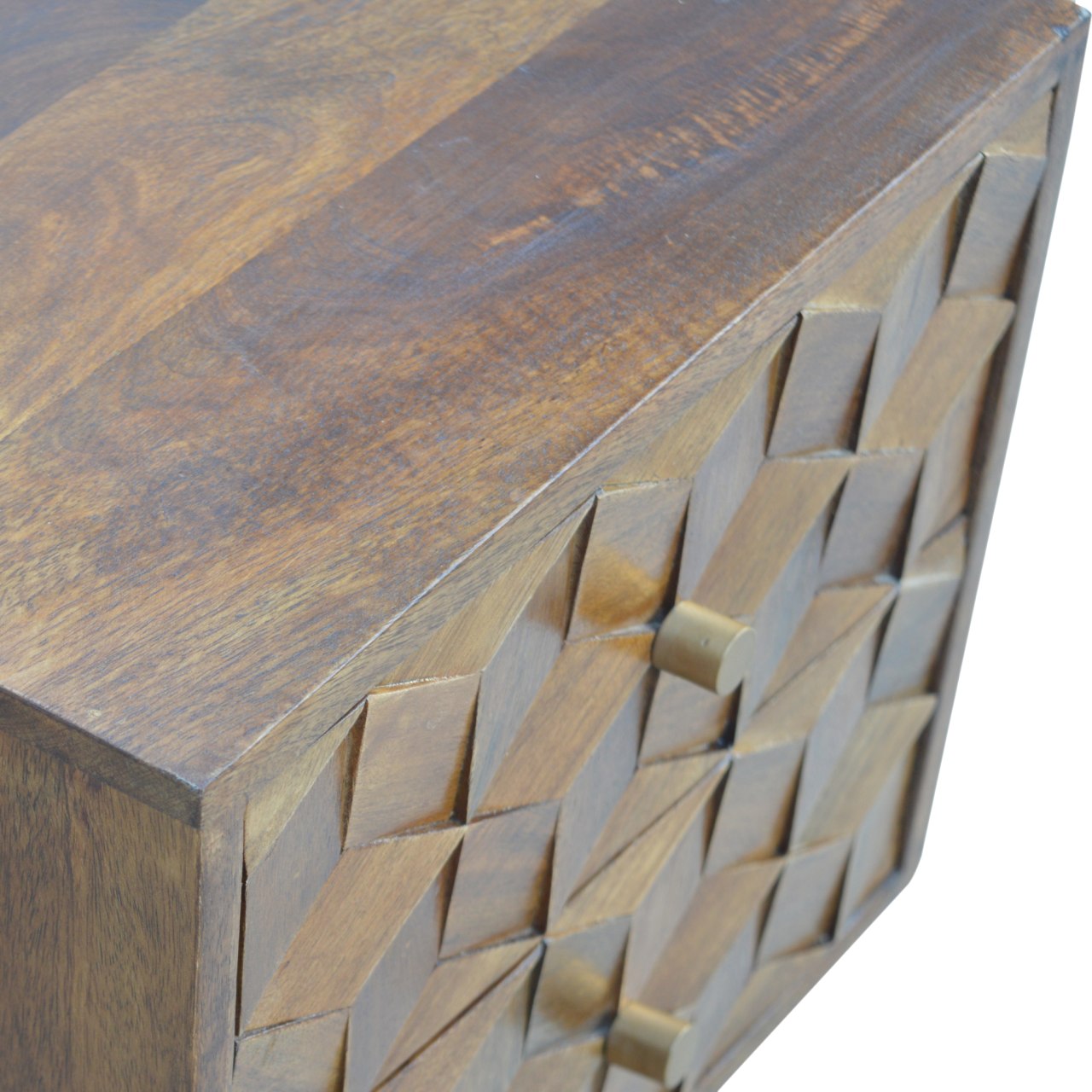 Chestnut Cube Carved Bedside Chestnut Solid Wood