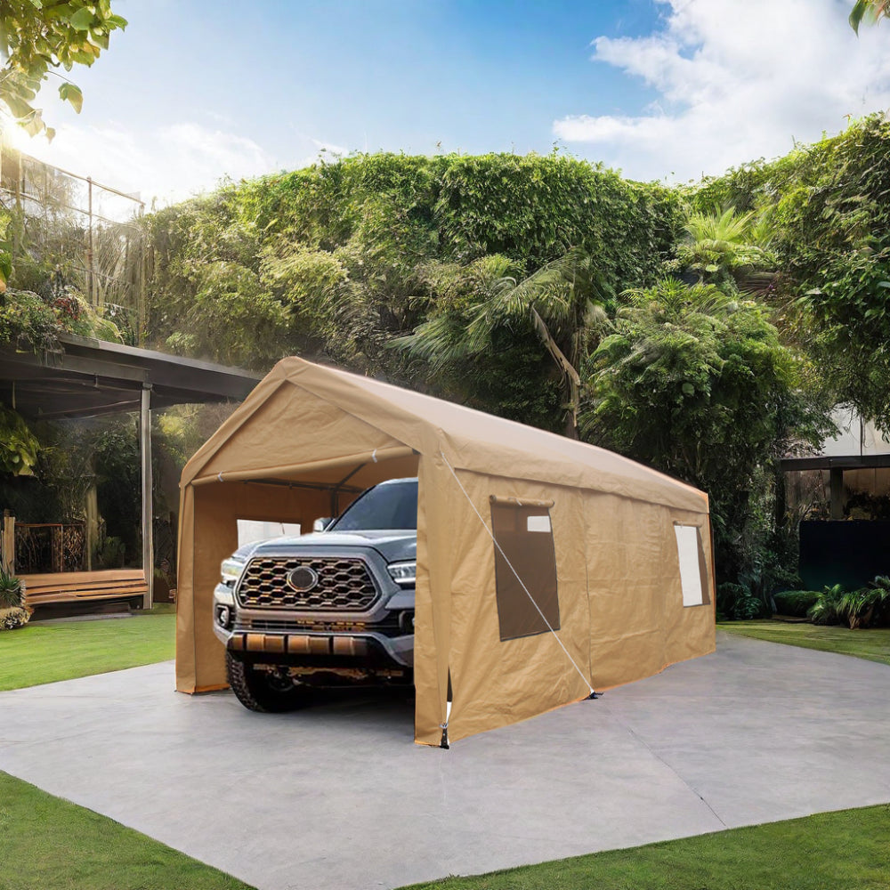 12X20Ft Heavy Duty Outdoor Portable Garage Ventilated Canopy Carports Sand Garden & Outdoor Rust Resistant Carports Iron