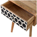 Bone Inlay Tapered Bedside Oak Solid Wood