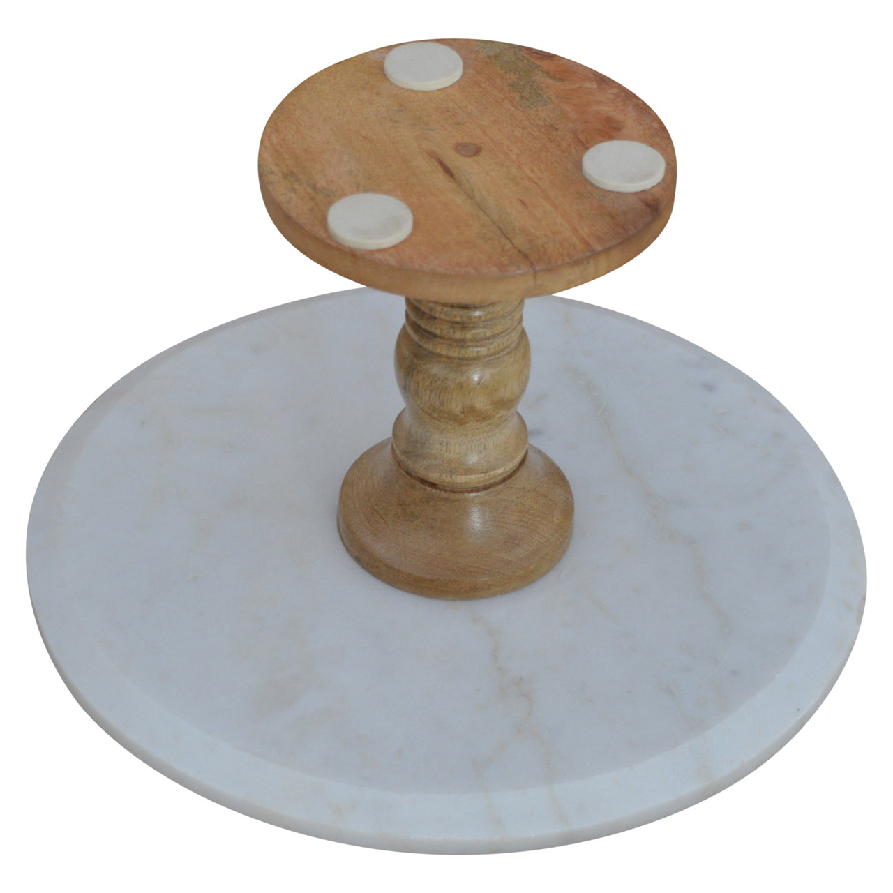 Cake Stand With Marble Top Light Brown Mid Century Modern Wood Marble,Solid Wood