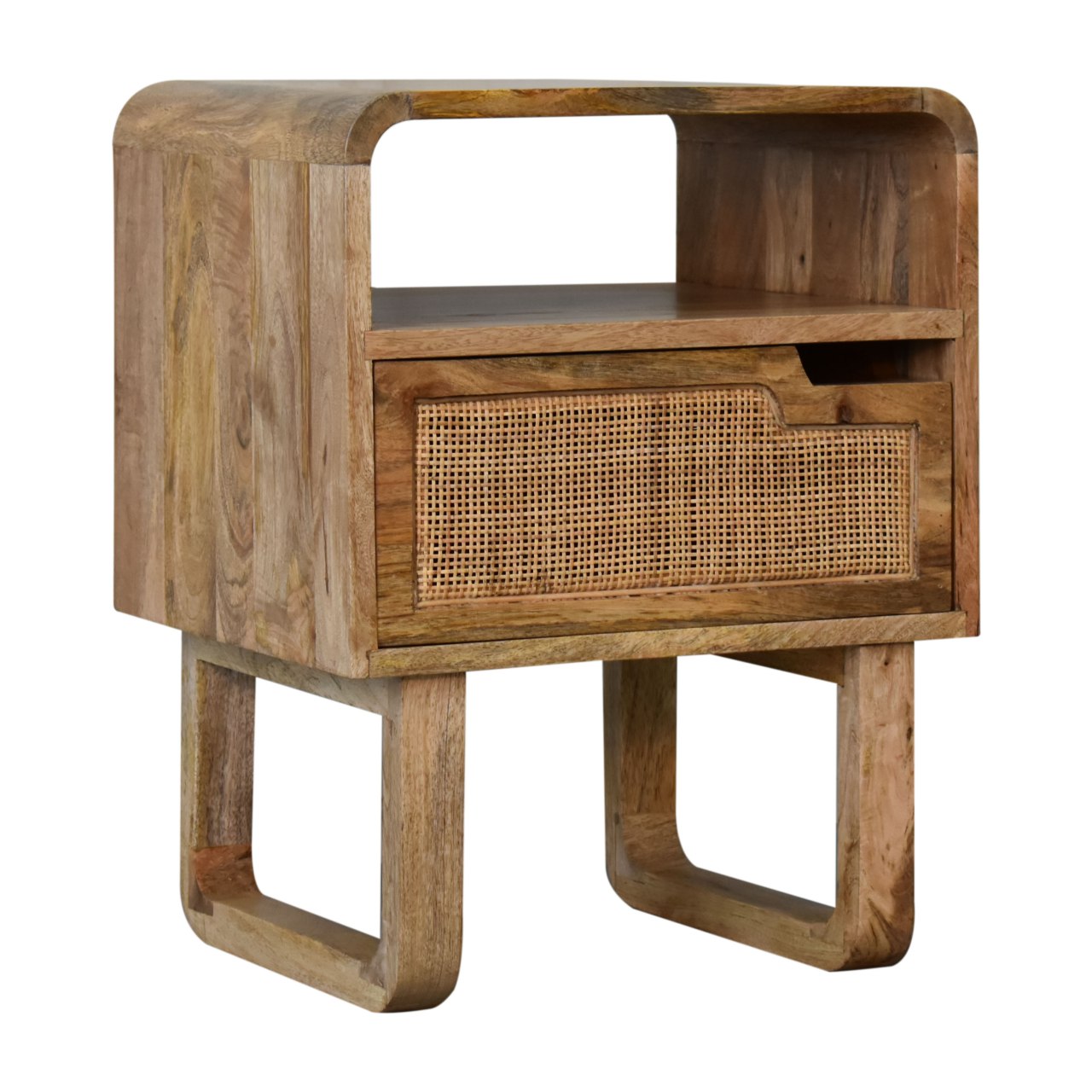 Close Knit Tallin Bedside Oak Wood Rattan