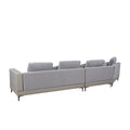 Modern Sectional Sofa, Luxury Fabric Couch Sectional Chaise Lounge 3 Pillows, 4 Cushions And Seat Corner Sofa Couch For Living Room, Office, Apartment Beige Brown Metal Soft Pillow Back Fabric 4 Seat