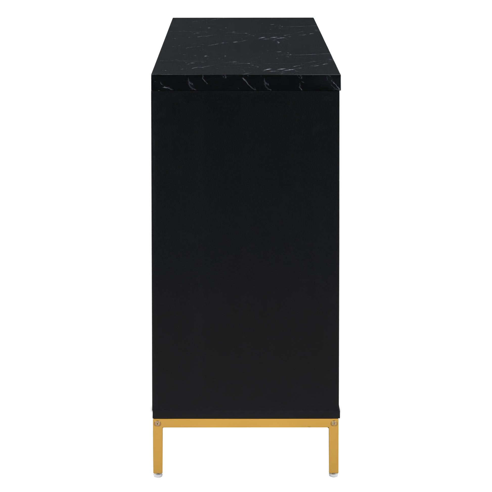 Modern Sideboard With Extra Large Storage Space With Metal Handles And Support Legs For Living Room And Dining Room Black Black Mdf