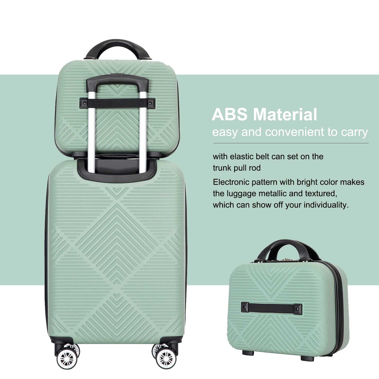 2Piece Luggage Sets ABS Lightweight Suitcase , Spinner olive green-abs