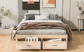 Queen Size Platform Bed With 6 Storage Drawers,Antique Natural Antique Natural Mdf Lvl