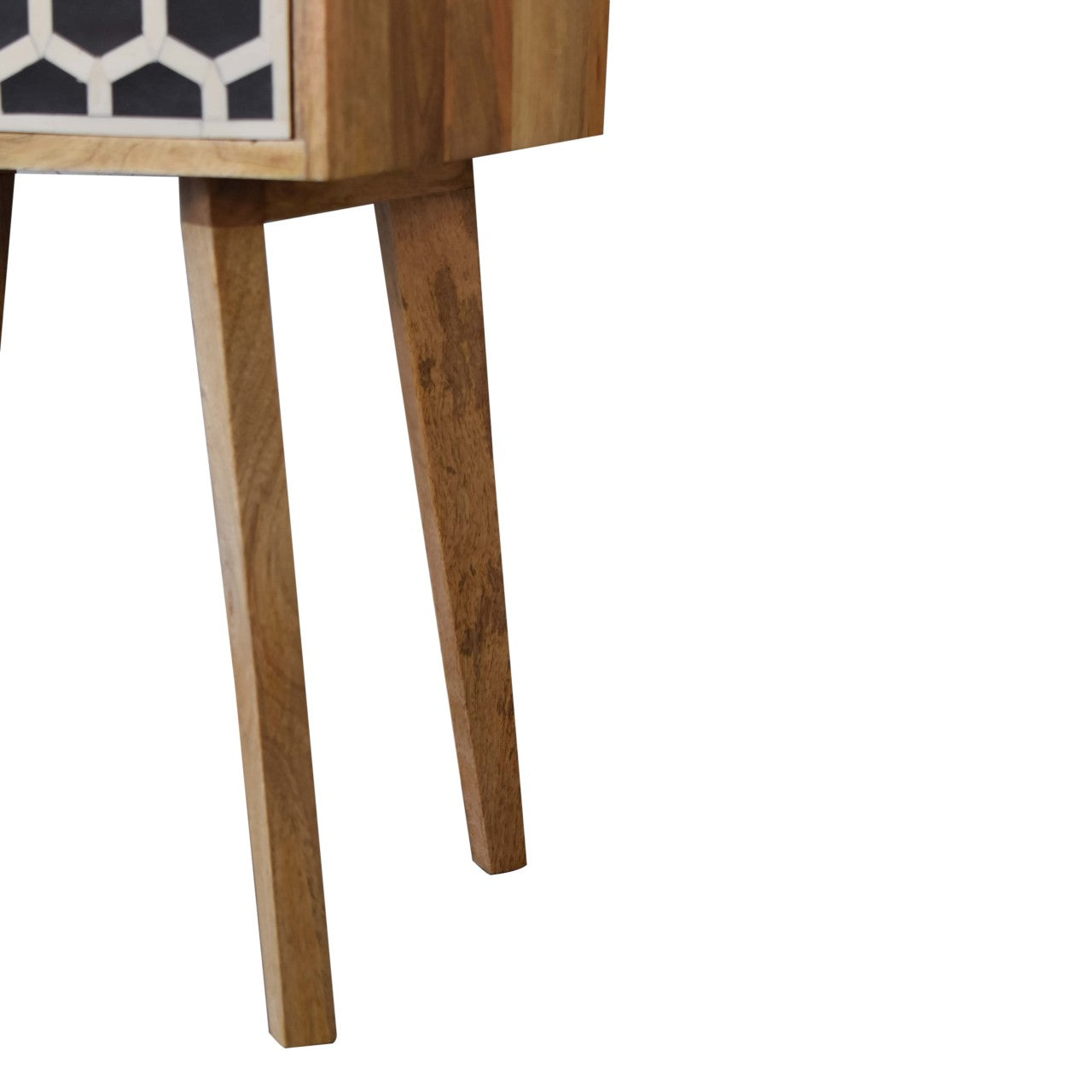 Bone Inlay Tapered Bedside Oak Solid Wood