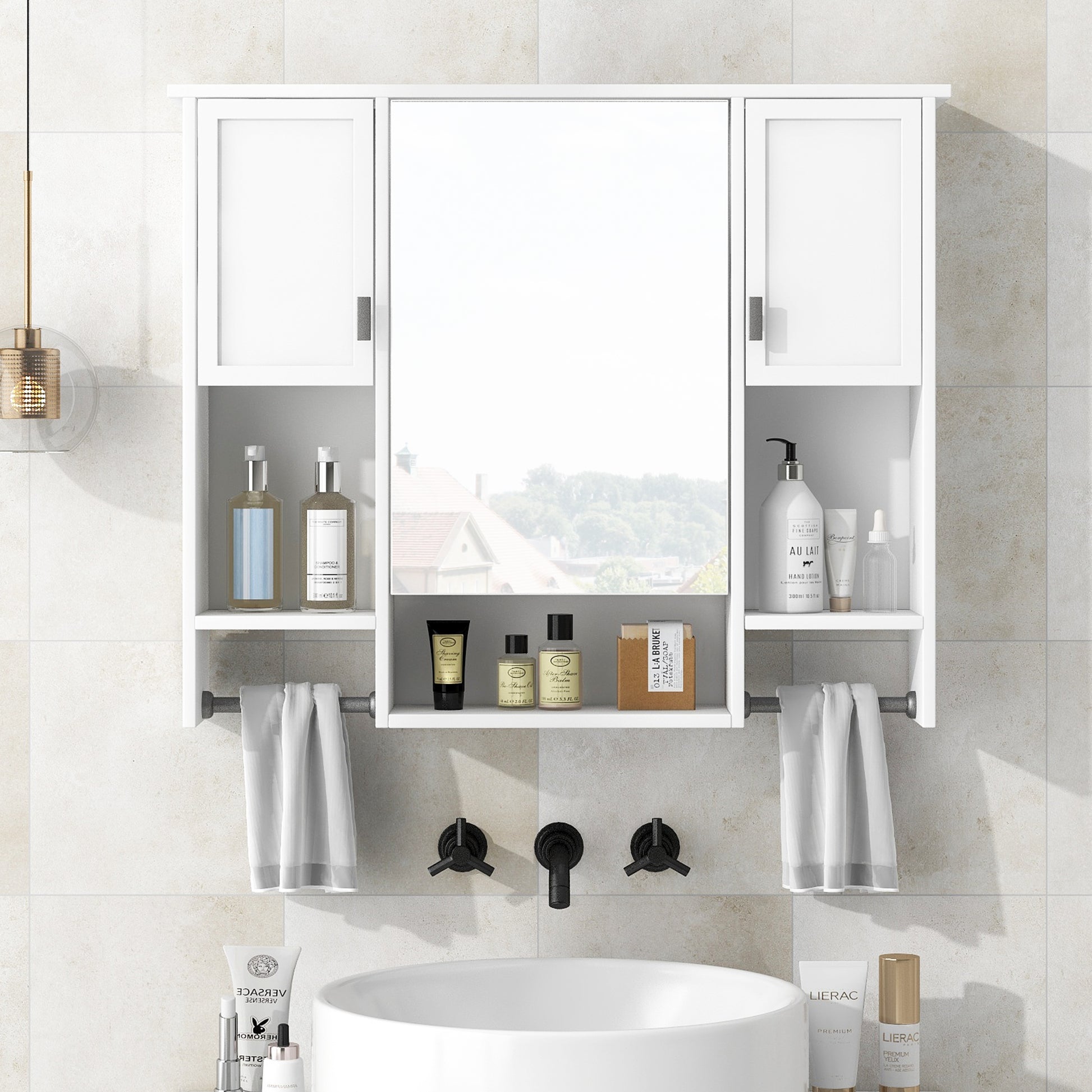 35'' x 28'' Modern Wall Mounted Bathroom Storage white-2-5+-mirror included-bathroom-wall