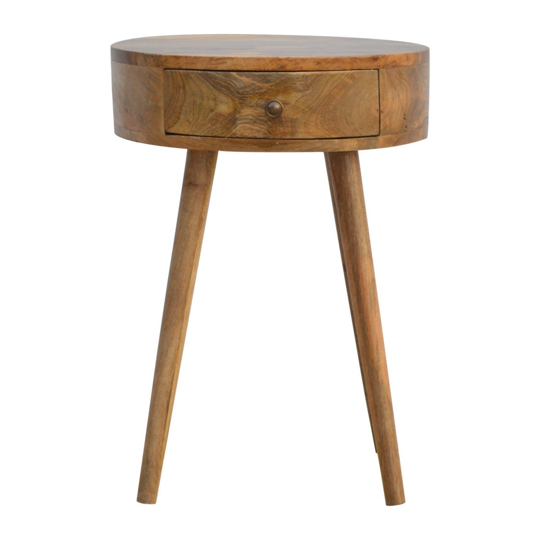 Nordic Circular Shaped Bedside Oak Solid Wood