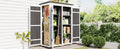Outdoor 5.5Ft Hx4.1Ft L Wood Storage Shed, Garden Tool Cabinet With Waterproof Asphalt Roof, Four Lockable Doors, Multiple Tier Shelves, White And Gray White Gray Water Resistant Frame Garden &