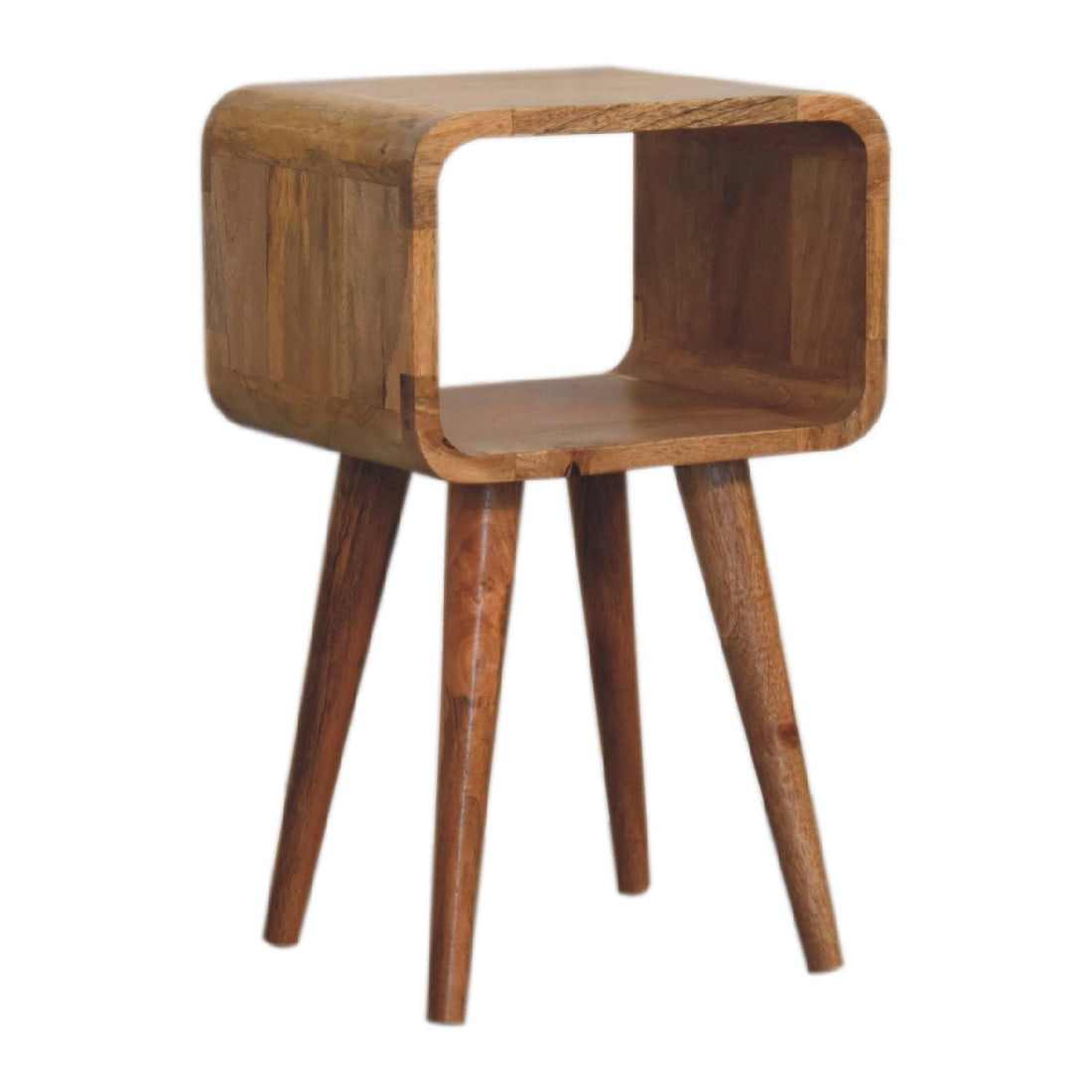 Mini Curved Open Bedside Brown Oak Light Brown With Legs Classic,Contemporary Mango Solid Wood Oak Wood Solid Wood