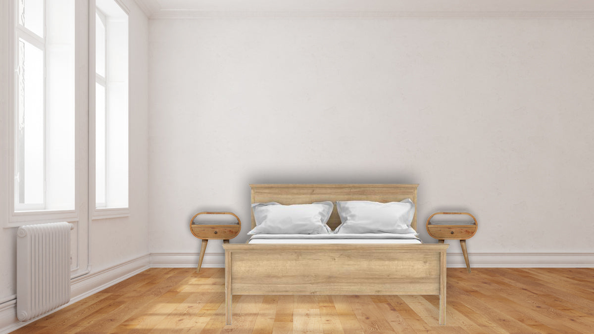 Circular Open Slot Bedside Oak Solid Wood