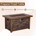 Best Choice Product 50,000 Btu Rectangle Fire Pit Table, Faux Woodgrain Top And Faux Stone Texture Base Propane Gas Fire Table For Outdoor Brown Garden & Outdoor American Design Magnesium Oxide