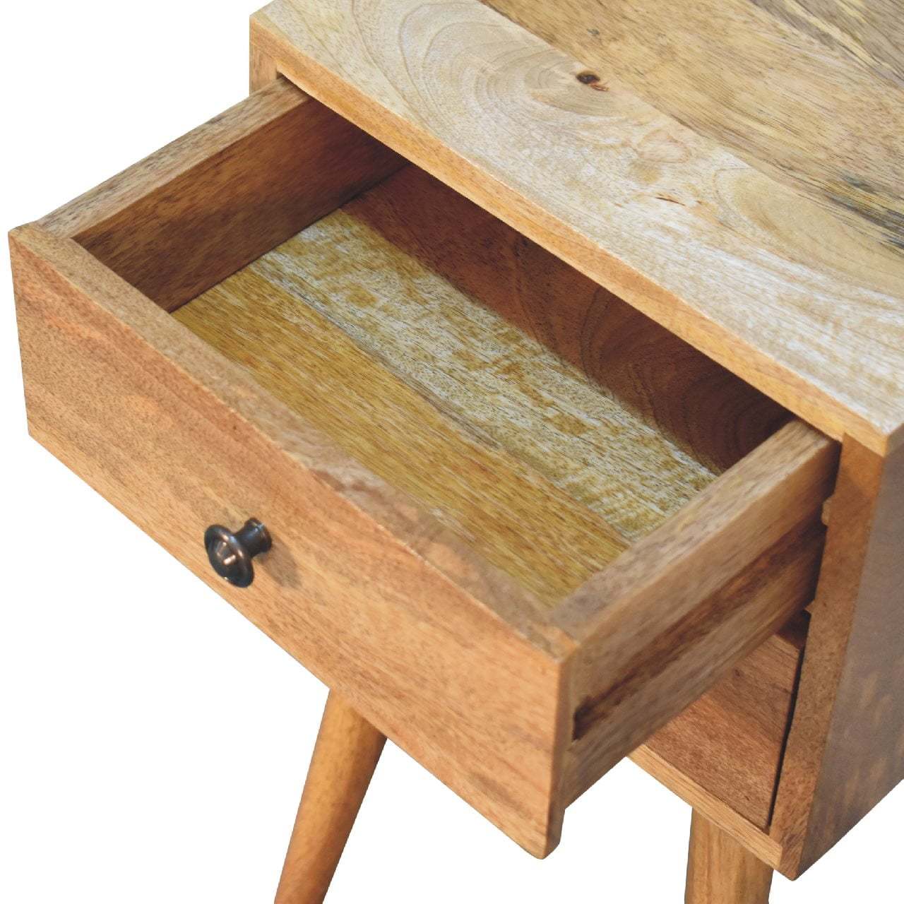 Mini 2 Drawer Oak Ish Bedside Oak Solid Wood