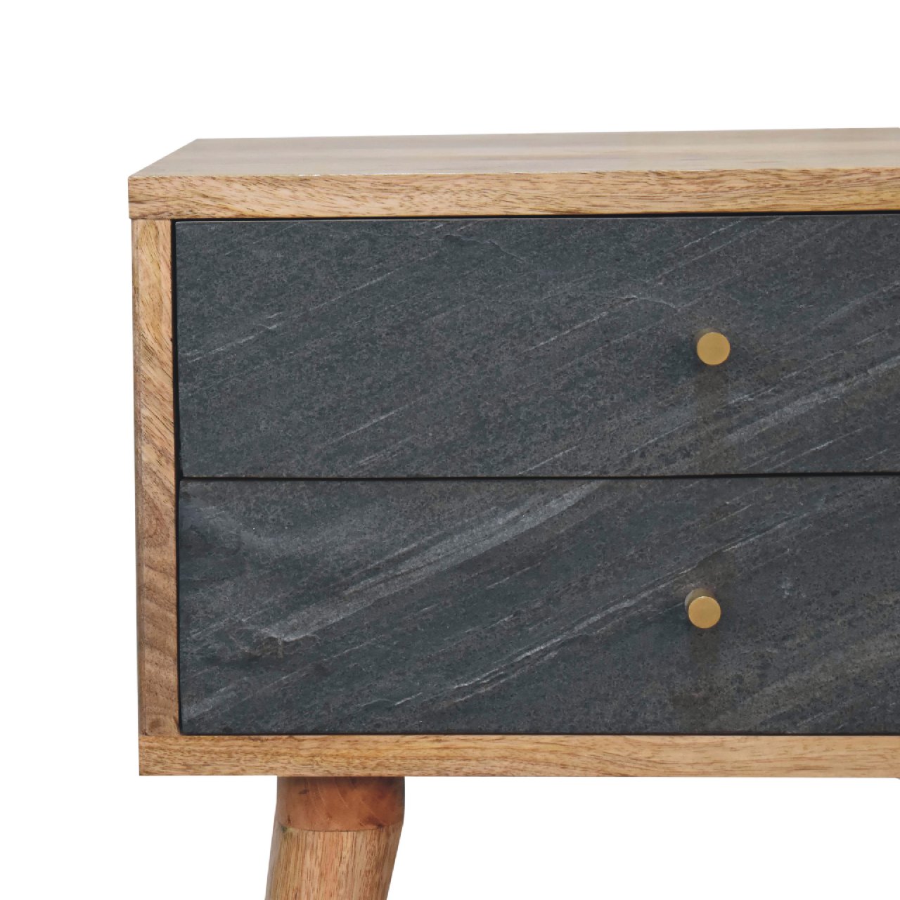 Slade Bedside Stone Gray Solid Wood