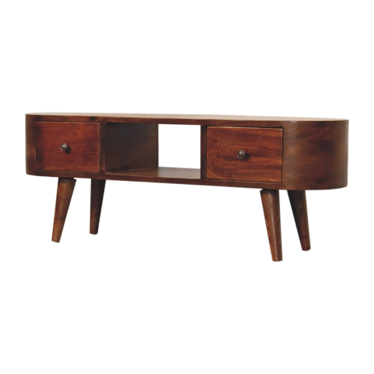 Chestnut Round Open Media Unit Chestnut Solid Wood