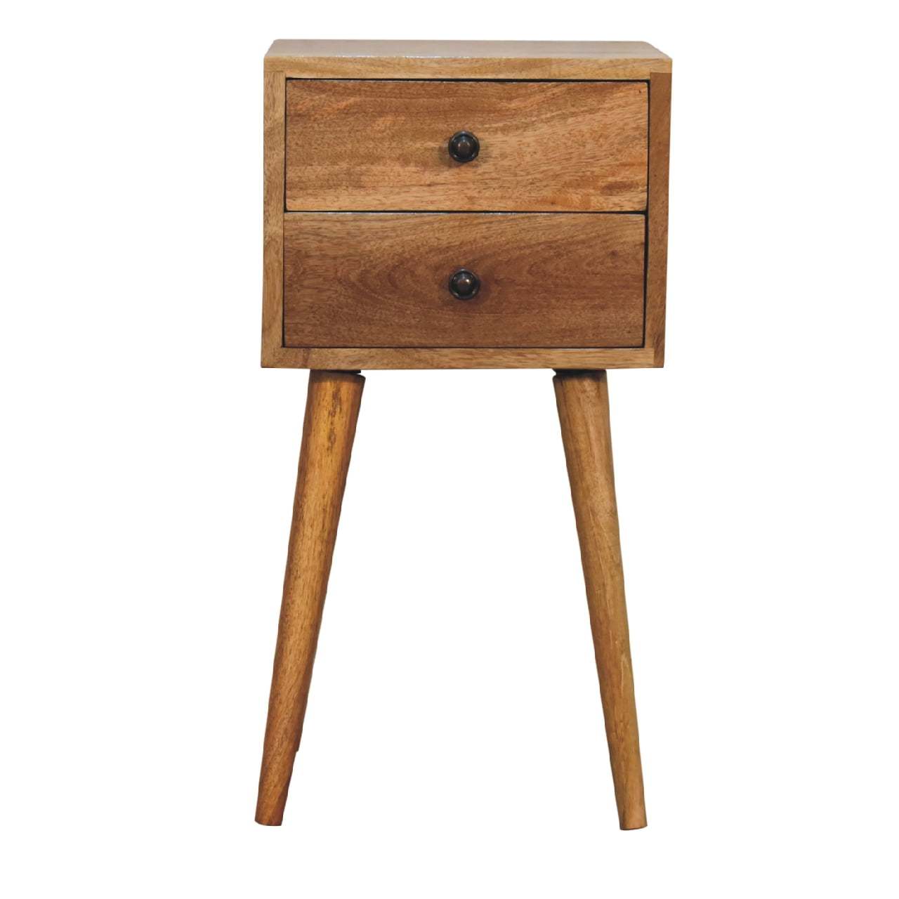 Mini 2 Drawer Oak Ish Bedside Oak Solid Wood