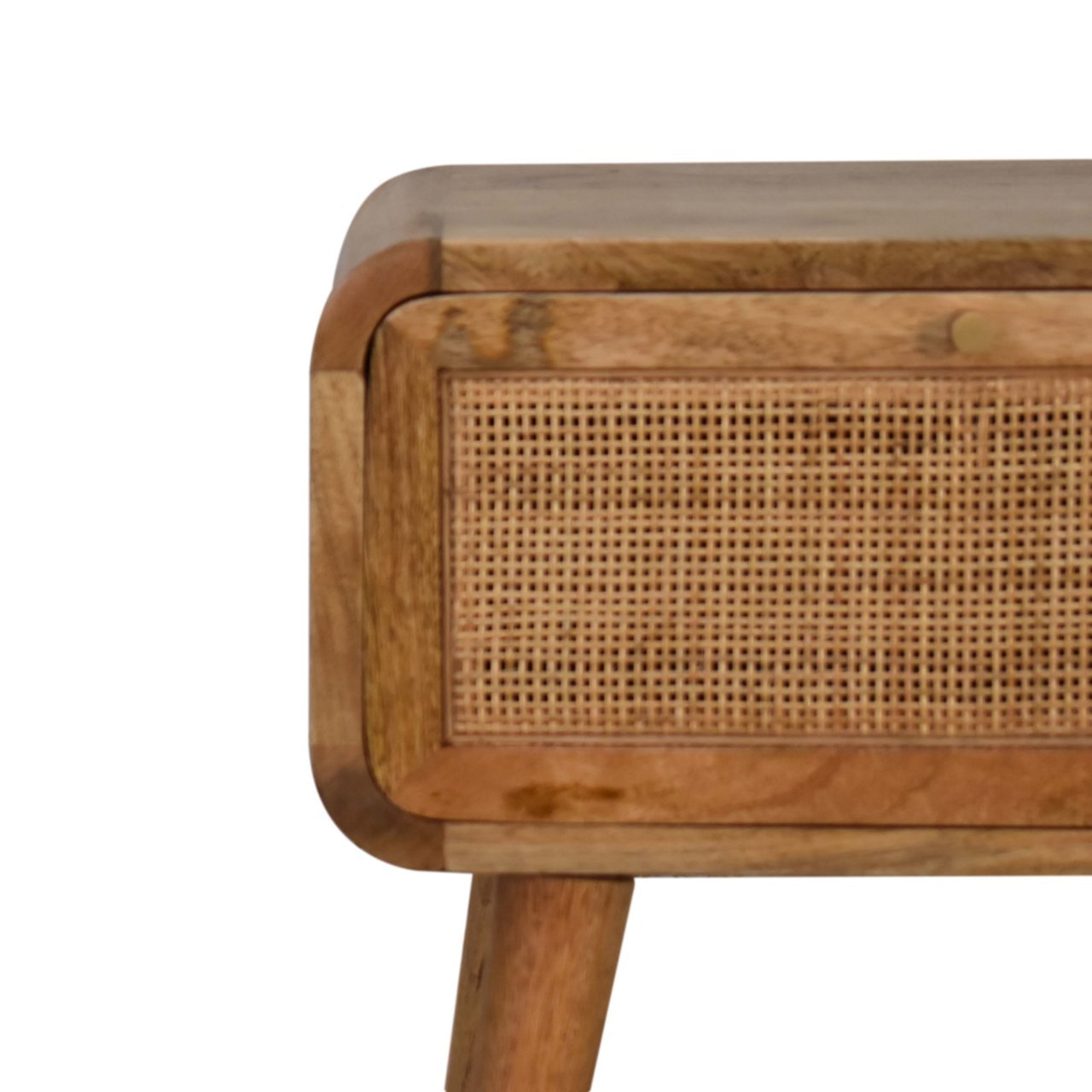 Mini Woven Bedside Oak Wood Rattan