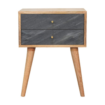 Slade Bedside Stone Gray Solid Wood