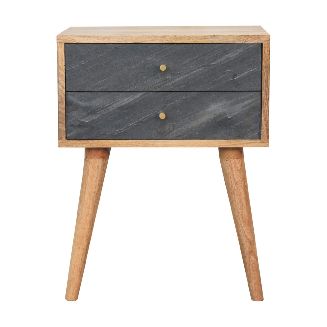 Slade Bedside Stone Gray Solid Wood