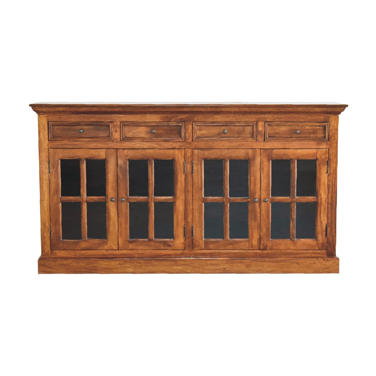 Large Glazed Sideboard - Chestnut Solid Wood