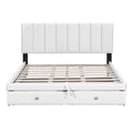 Full Size Upholstered Bed With Hydraulic Storage System And Drawer, White White Pu Leather