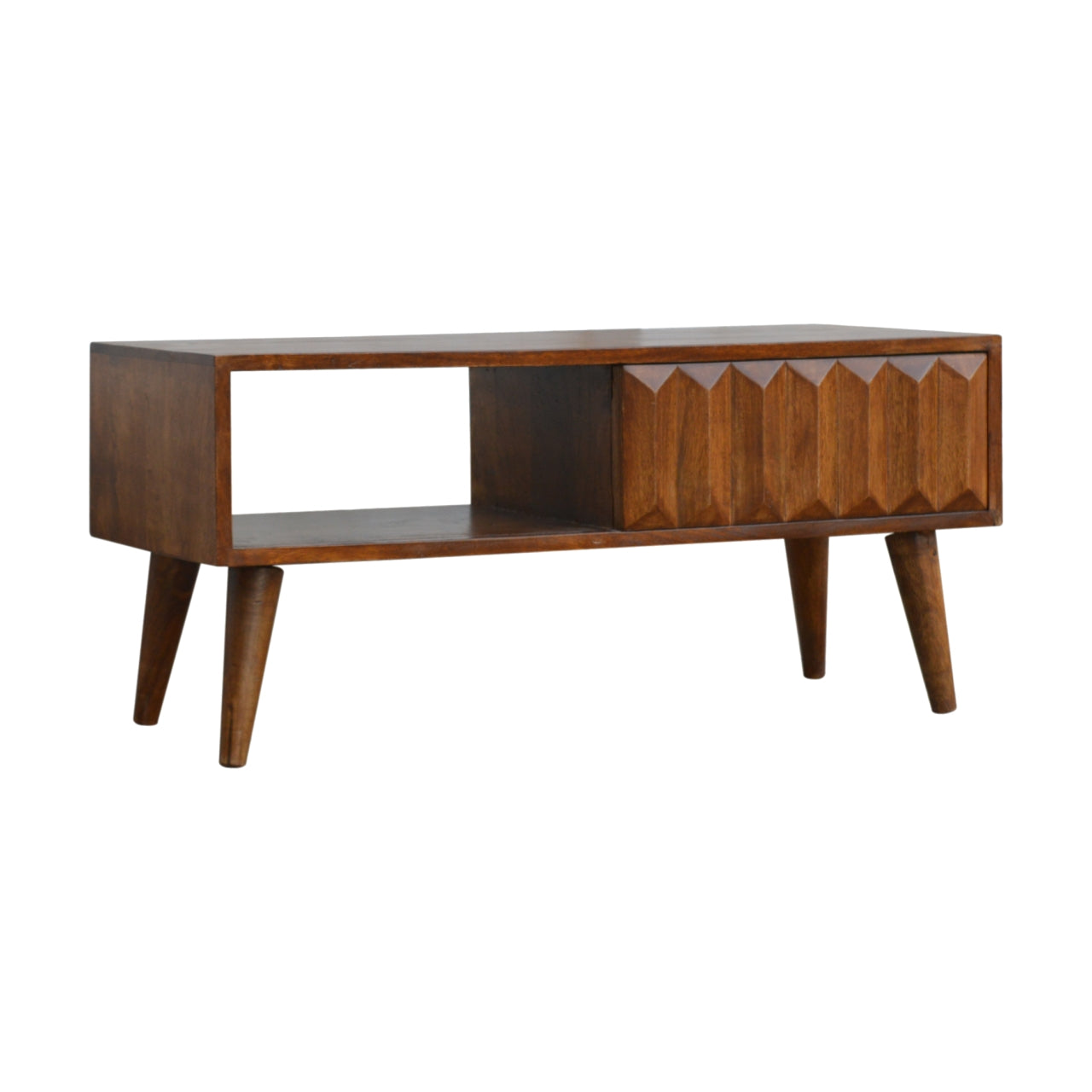 Chestnut Prism Sliding Media Unit Chestnut Solid Wood