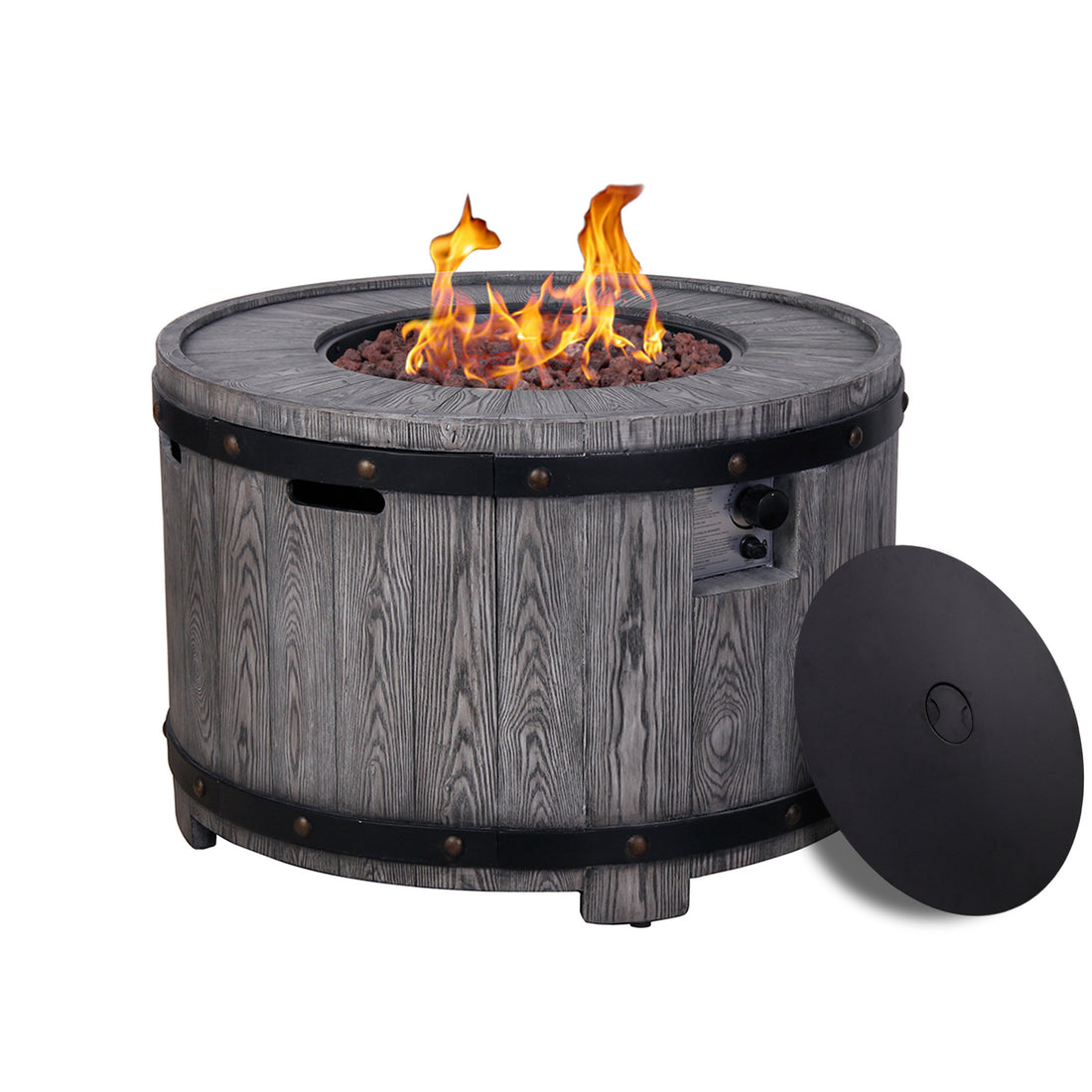 S Product Faux Wood Grain Gas Fire Pit Table, Create A Wild Joy Resort On Your Patio With This Fire Pit Table Antique Black Garden & Outdoor American Design Magnesium Oxide