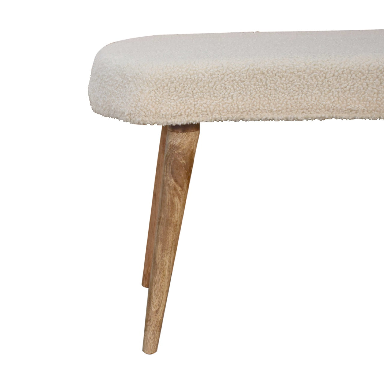 Cream Boucle Nordic Bench Oak Foam Wood Fabric