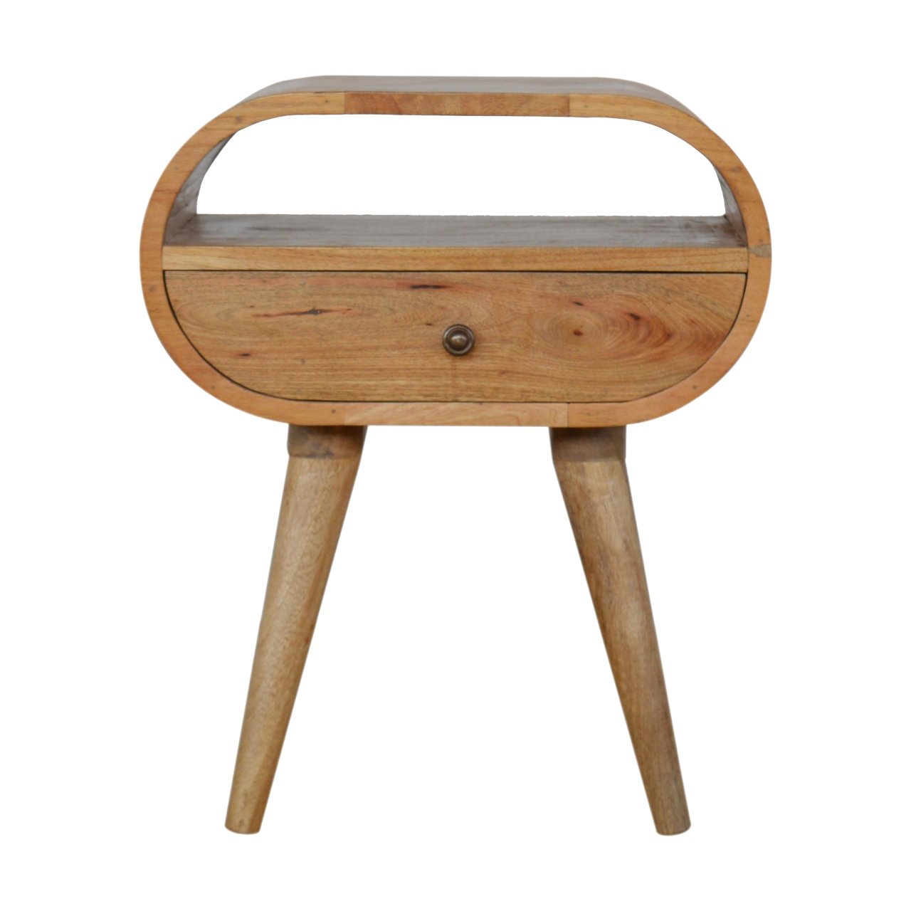 Circular Open Slot Bedside Oak Solid Wood