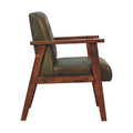 Olive Buffalo Leather Chair Olive Leather Wood Fabric