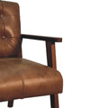 Brown Buffalo Leather Chair Chestnut Leather Solid Wood