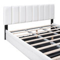 Queen Size Upholstered Bed With Hydraulic Storage System And Drawer, White White Pu Leather