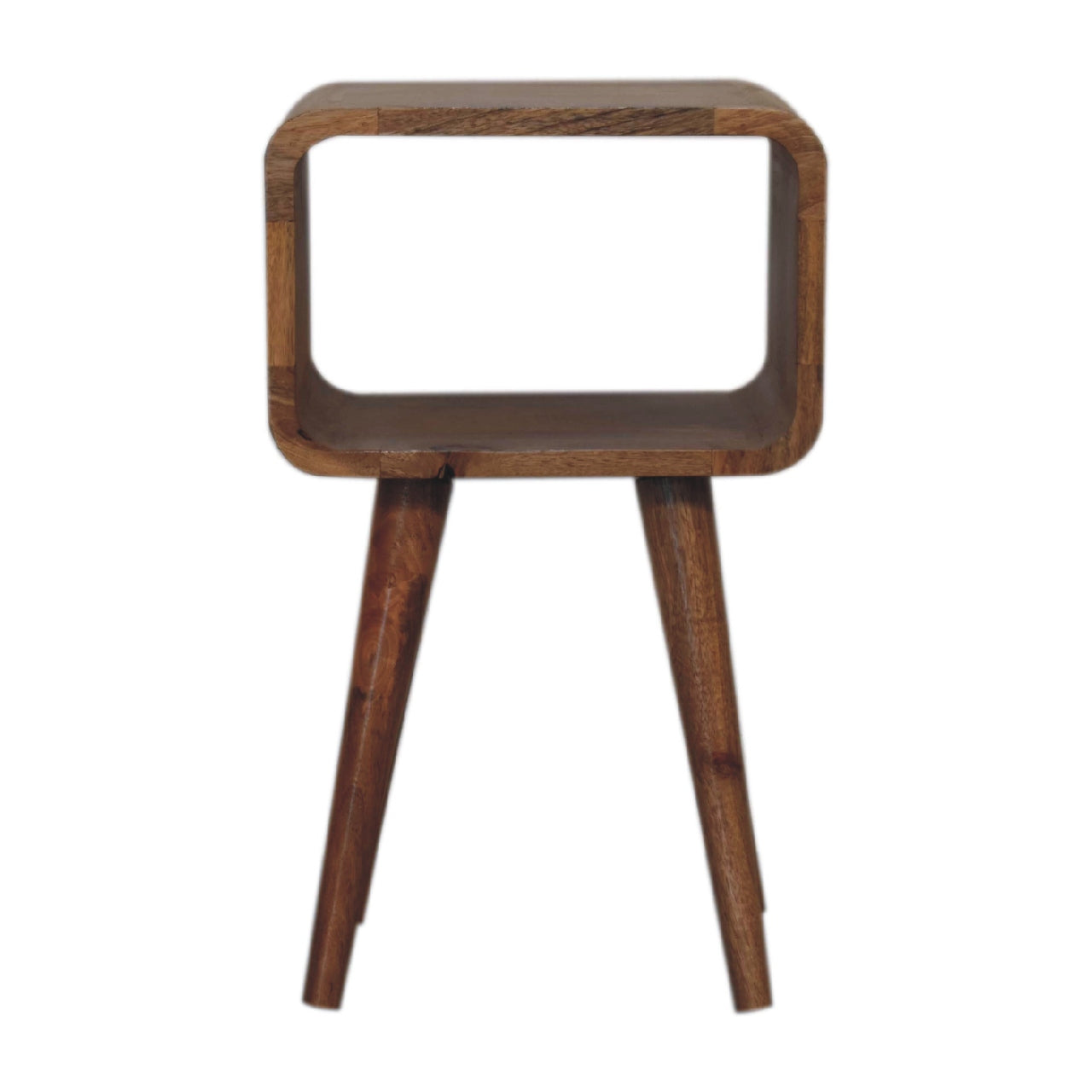 Mini Curved Open Bedside Brown Oak Light Brown With Legs Classic,Contemporary Mango Solid Wood Oak Wood Solid Wood