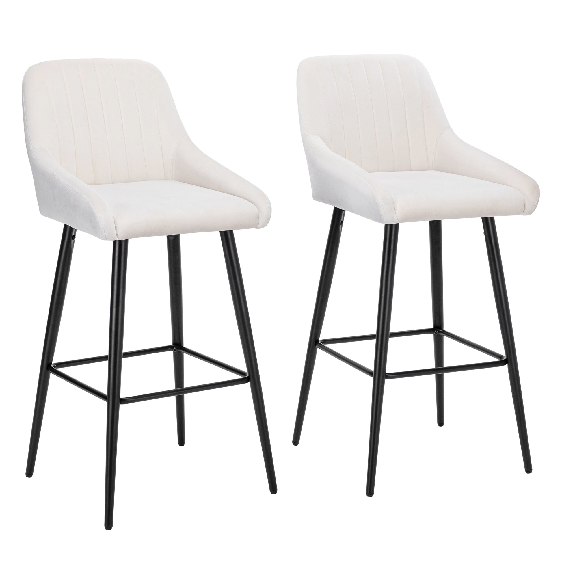 Elegant Lifestyle Modern Bar Stools,Velvet Upholstered Barstools With Back,Set Of 2 Bar Chairs For Kitchen Living Room Metal White Dining Room Powder Coated Sponge Wipe Clean Rectangular Modern Bar Stools Set Of 2 Fabric Metal