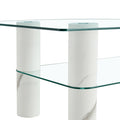 Modern Minimalist Double Layered Transparent Tempered Glass Coffee Table And Coffee Table, Paired With White Mdf Decorative Columns. Computer Desk. Game Table. Ct X02 Transparent Glass