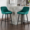 Elegant Lifestyle Modern Bar Stools,Velvet Upholstered Barstools With Back,Set Of 2 Bar Chairs For Kitchen Living Room Metal Green Dining Room Powder Coated Sponge Wipe Clean Rectangular Modern Bar Stools Set Of 2 Fabric Metal