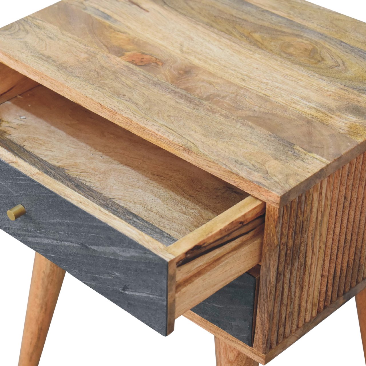 Slade Bedside Stone Gray Solid Wood