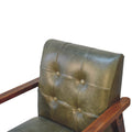 Olive Buffalo Leather Chair Olive Leather Wood Fabric