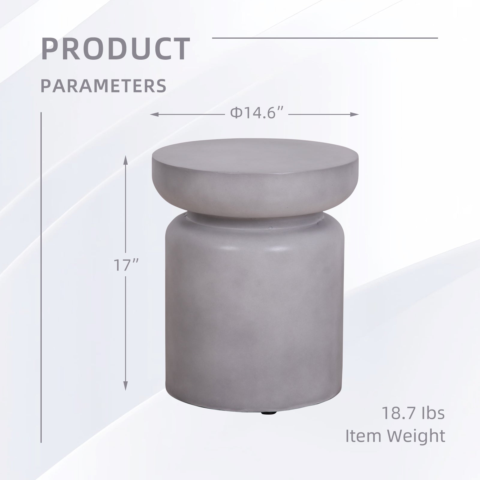 Faux Concrete Texture 17 Inch Height Accent Table For Indoor And Outdoor Gray Garden & Outdoor European Magnesium Oxide