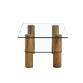 Modern Minimalist Double Layer Transparent Tempered Glass Coffee Table And Coffee Table, Paired With Wooden Mdf Decorative Columns. Computer Desk. Game Table. Ct X02 Transparent Glass