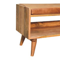 Oak Ish Bench With Tan Leather Seatpad Oak Leather Solid Wood