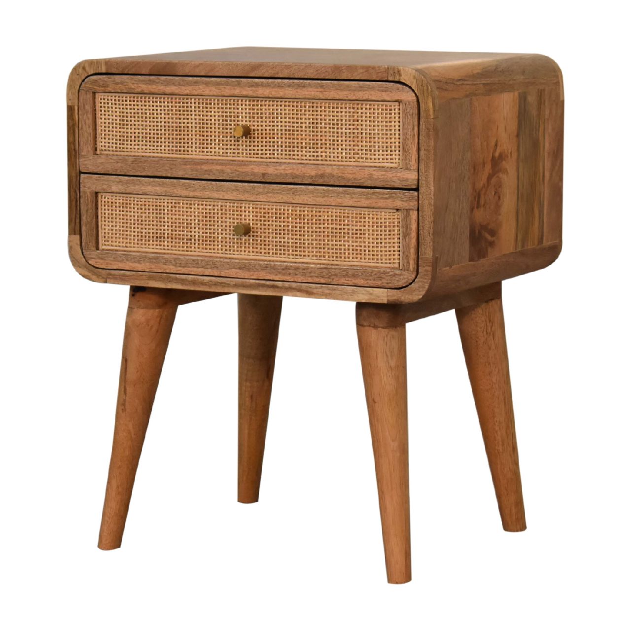 Close Knit 2 Drawer Bedside Oak Wood Rattan