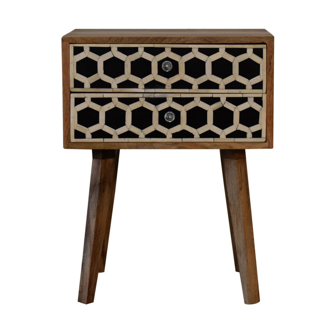 Bone Inlay Scandi Bedside Oak Solid Wood