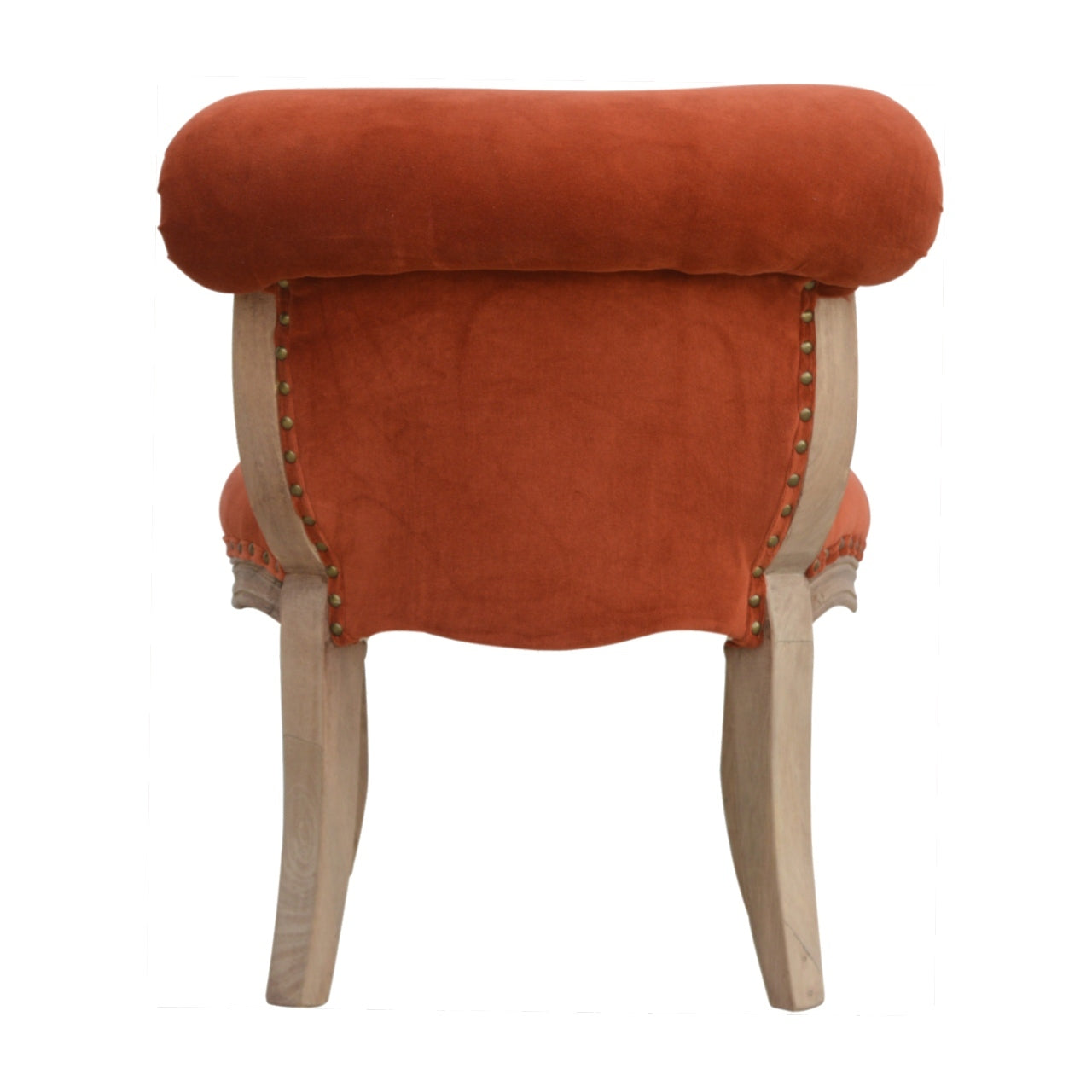 Brick Red Velvet Studded Chair Brick Red Foam Wood Fabric